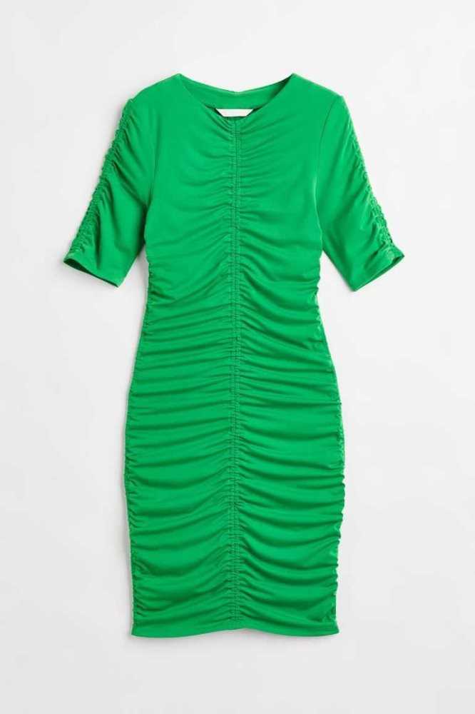 Vestido H&M Gathered Jersey Mujer Verdes | 271986GAC