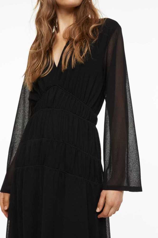 Vestido H&M Gathered Mujer Negros | 563480XTG