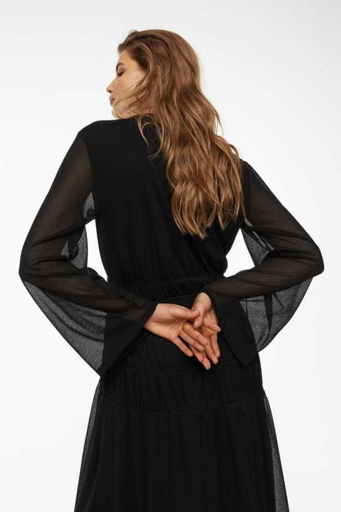 Vestido H&M Gathered Mujer Negros | 563480XTG