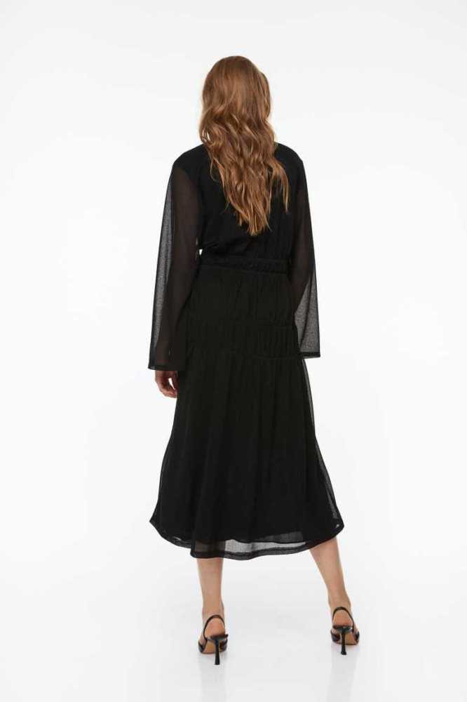 Vestido H&M Gathered Mujer Negros | 563480XTG