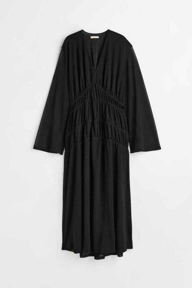 Vestido H&M Gathered Mujer Negros | 563480XTG