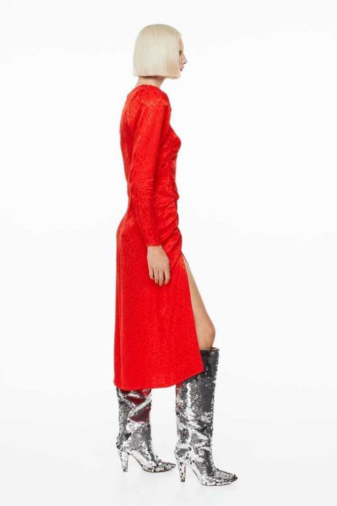 Vestido H&M Gathered Mujer Rojos | 027631TPL