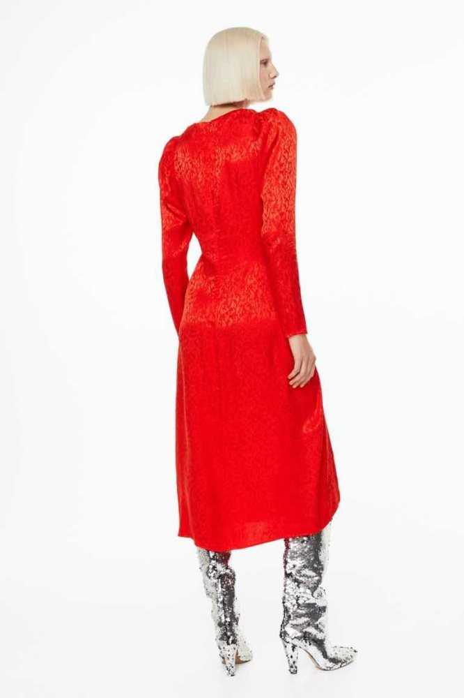 Vestido H&M Gathered Mujer Rojos | 027631TPL