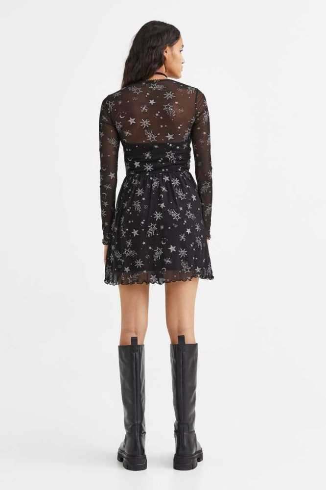 Vestido H&M Glittery Mesh Mujer Negros | 475801BWE