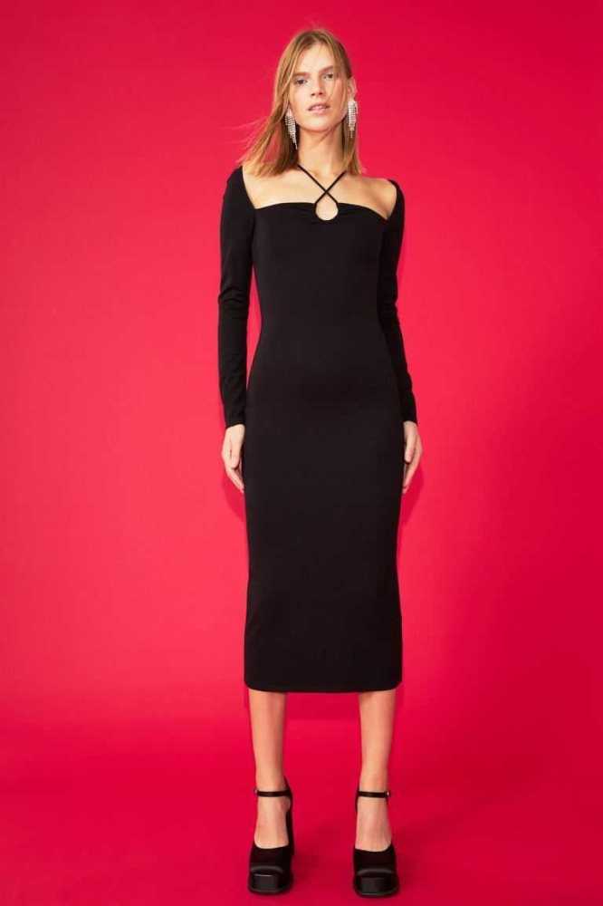 Vestido H&M Halterneck Bodycon Mujer Negros | 916582WOP