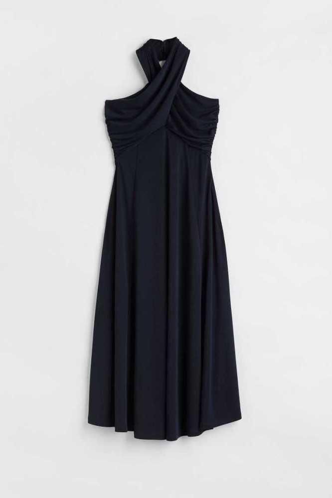 Vestido H&M Halterneck Mujer Azules Oscuro | 086539CMN