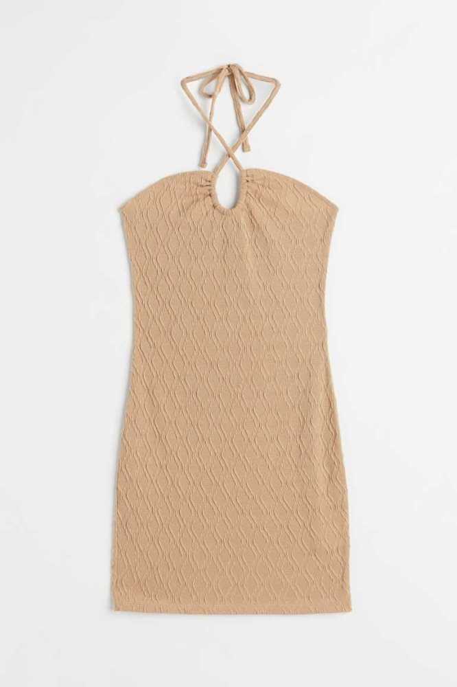 Vestido H&M Halterneck Mujer Marrom Oscuro | 965218ZON