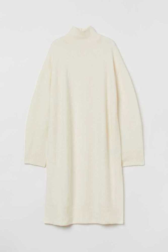 Vestido H&M Knit Mujer Creme | 741856XRE