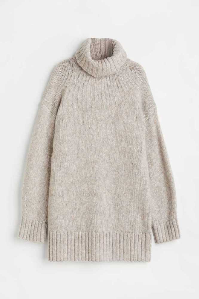 Vestido H&M Knit Turtleneck Mujer Beige Claro | 485713DMA