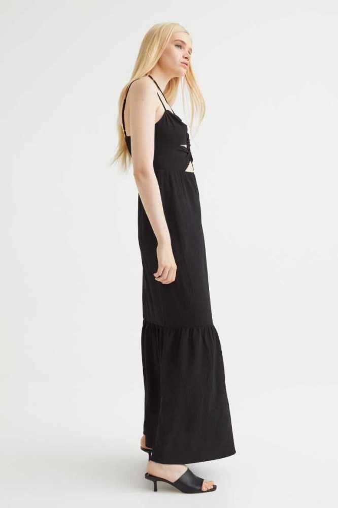 Vestido H&M Long Cut-out Mujer Negros | 016978GMT