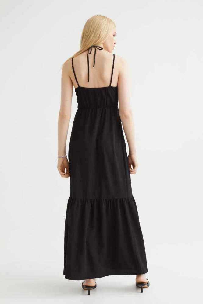 Vestido H&M Long Cut-out Mujer Negros | 016978GMT