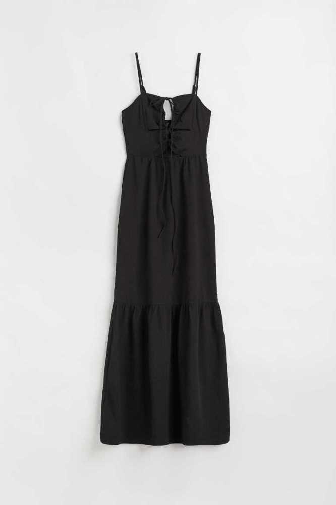 Vestido H&M Long Cut-out Mujer Negros | 016978GMT