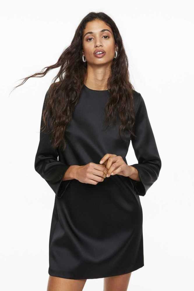 Vestido H&M Long-sleeved Mujer Negros | 520714GFV