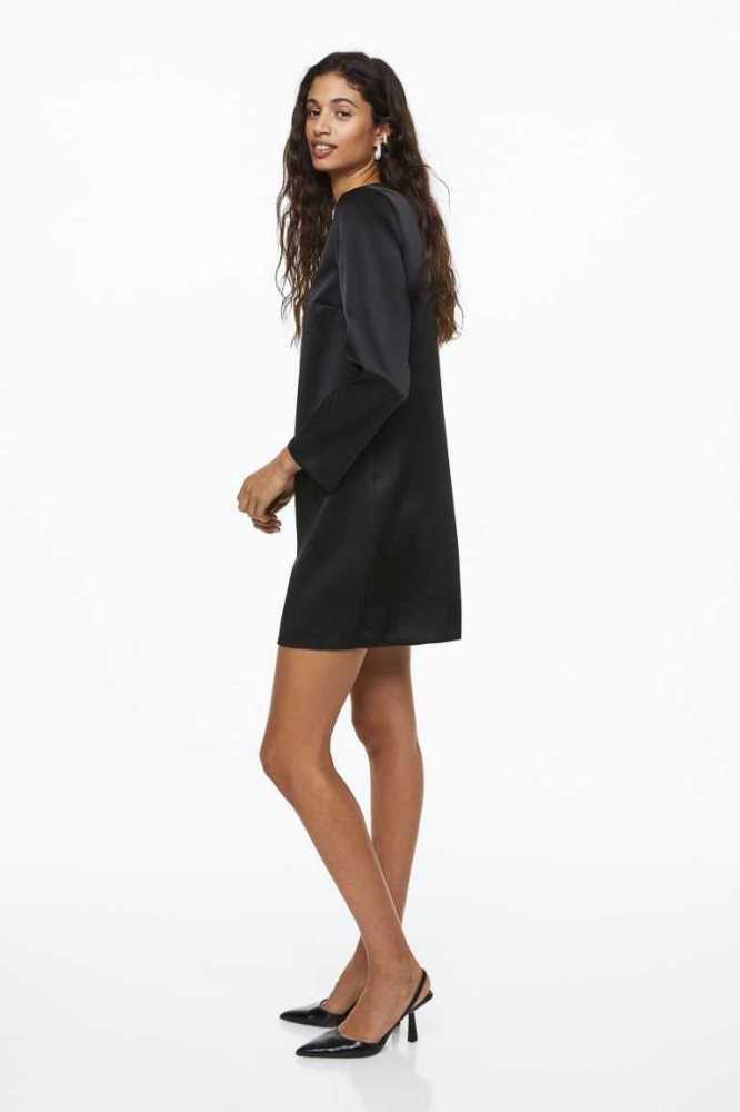 Vestido H&M Long-sleeved Mujer Negros | 520714GFV