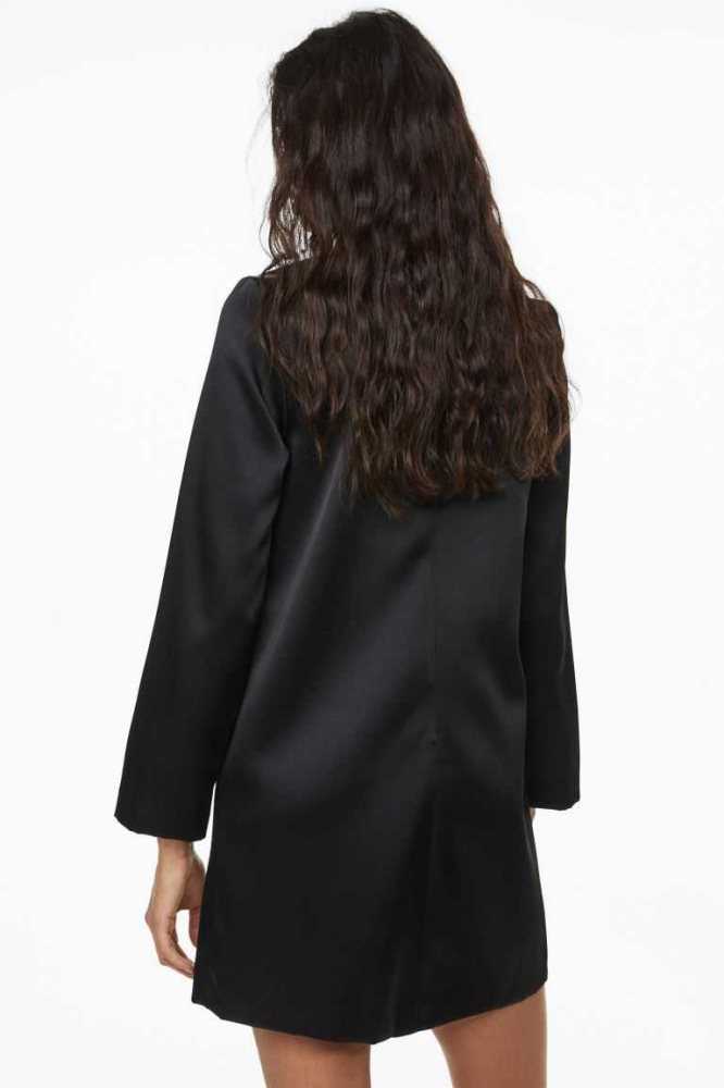 Vestido H&M Long-sleeved Mujer Negros | 520714GFV