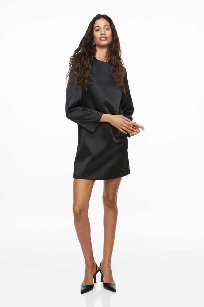 Vestido H&M Long-sleeved Mujer Negros | 520714GFV