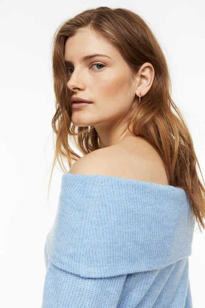 Vestido H&M Off-the-shoulder Bodycon Mujer Azules Claro | 254697PGM