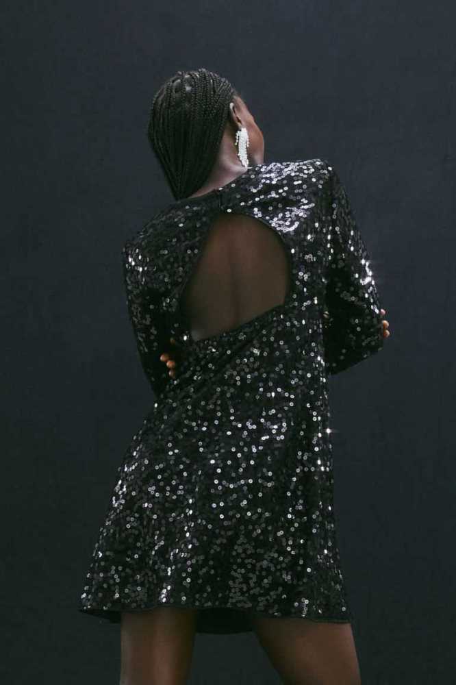 Vestido H&M Open-backed Sequined Mujer Negros | 321495ELU