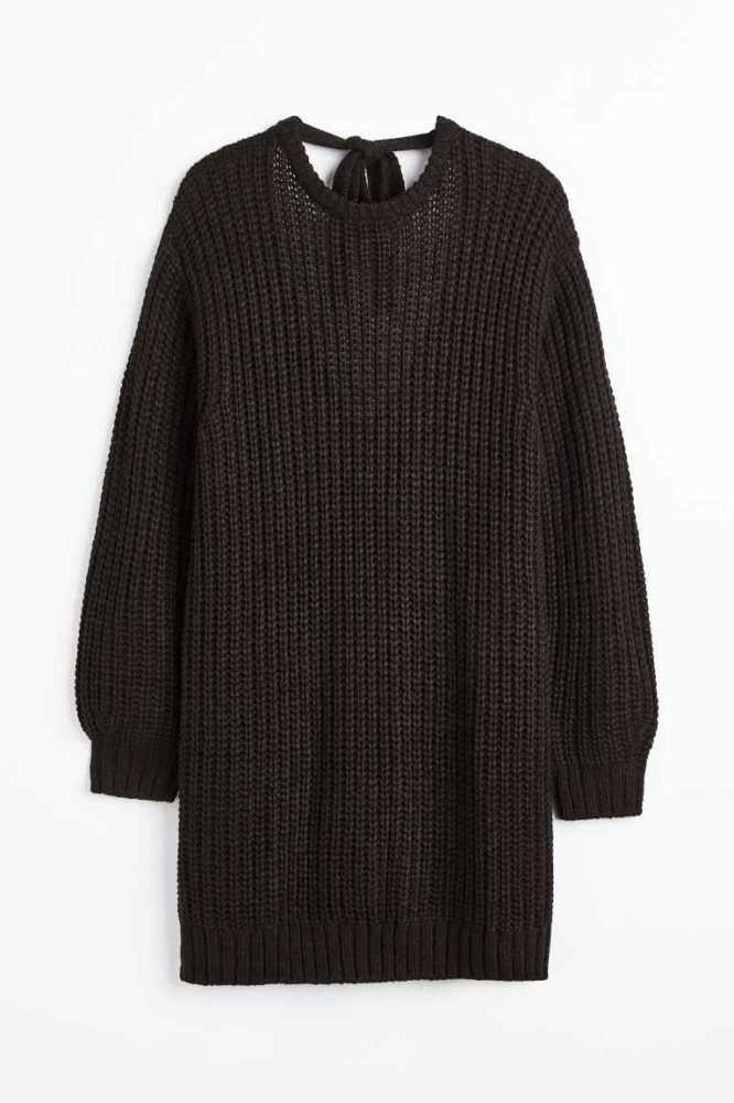 Vestido H&M Open-backed knitted Mujer Negros | 516387VAG