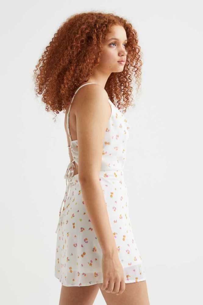 Vestido H&M Patterned Chiffon Mujer Amarillos | 065972TCI