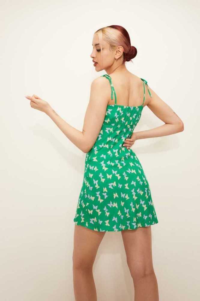 Vestido H&M Patterned Slip Mujer Verdes | 095863OTH