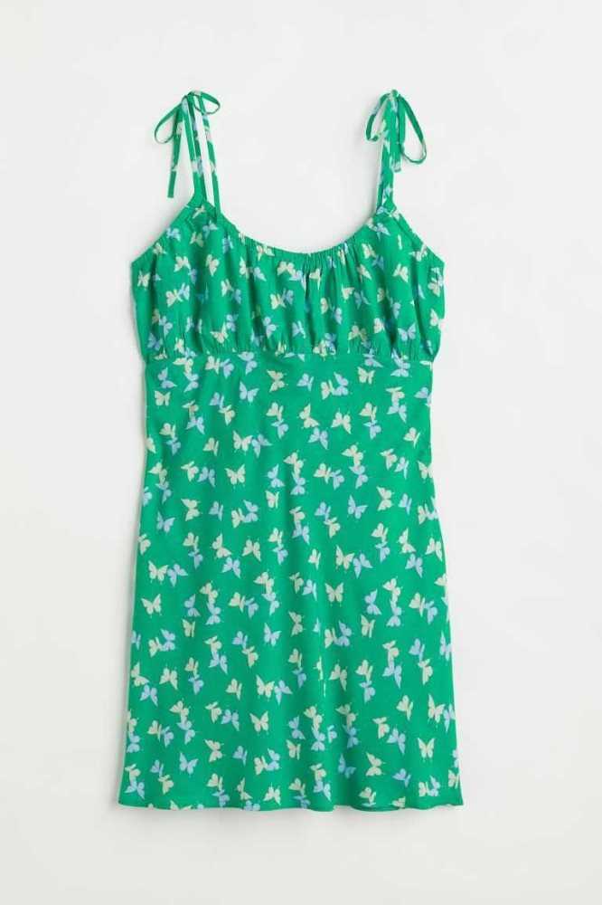 Vestido H&M Patterned Slip Mujer Verdes | 095863OTH