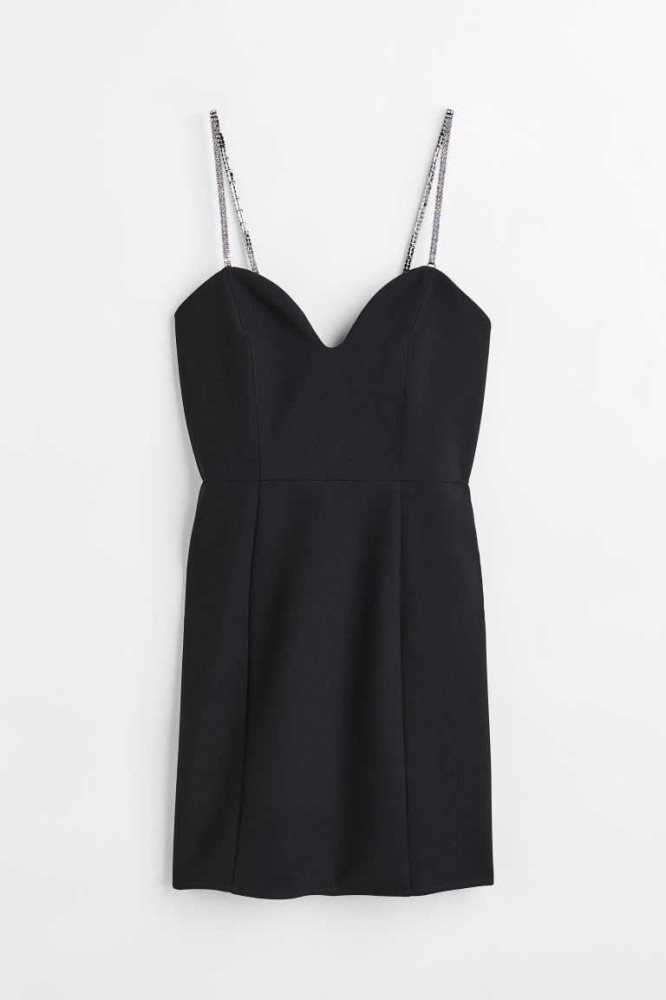 Vestido H&M Rhinestone-strap Mujer Negros | 205748LRF