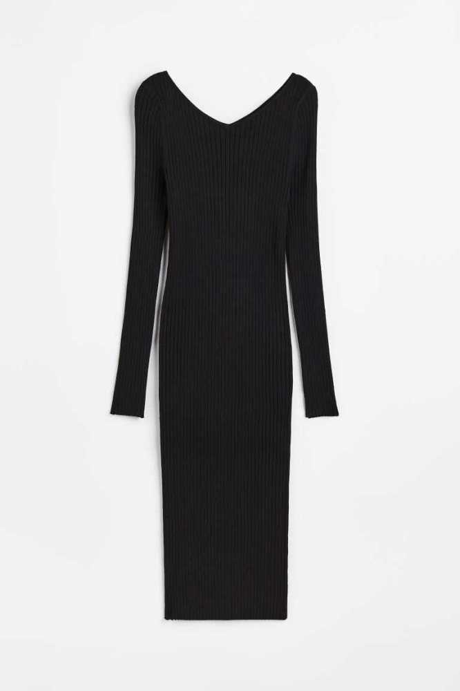 Vestido H&M Rib-knit Bodycon Mujer Grises Oscuro | 319724PCZ