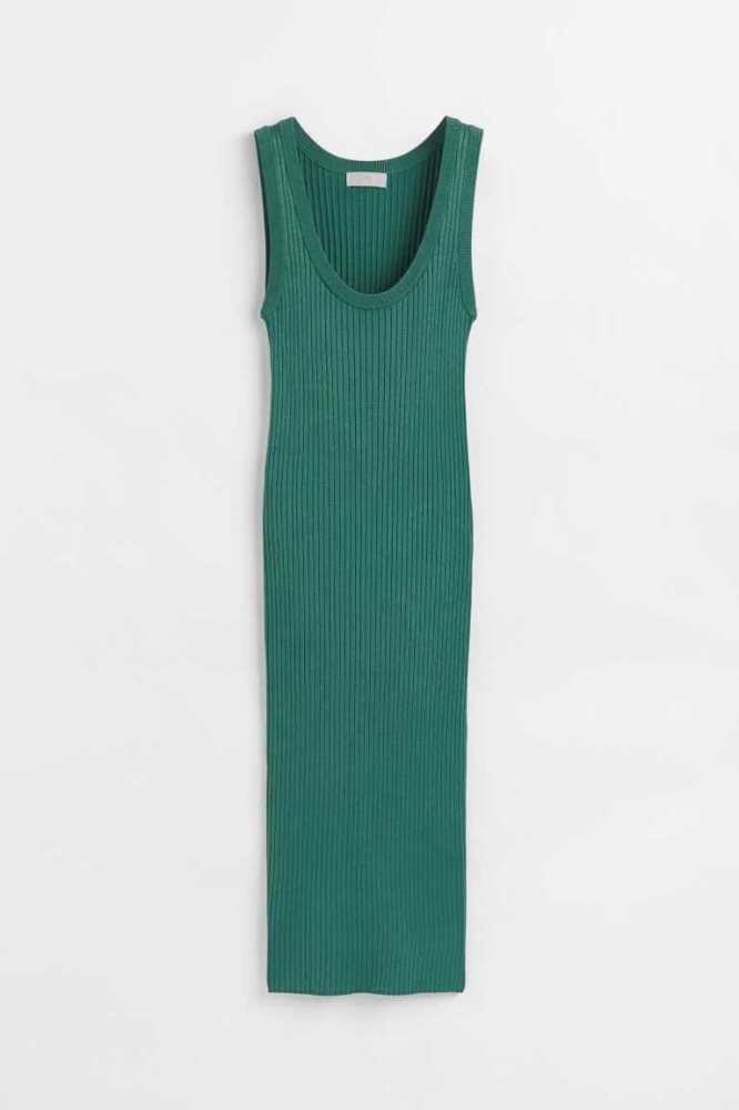 Vestido H&M Rib-knit Bodycon Mujer Verdes | 956832UOE