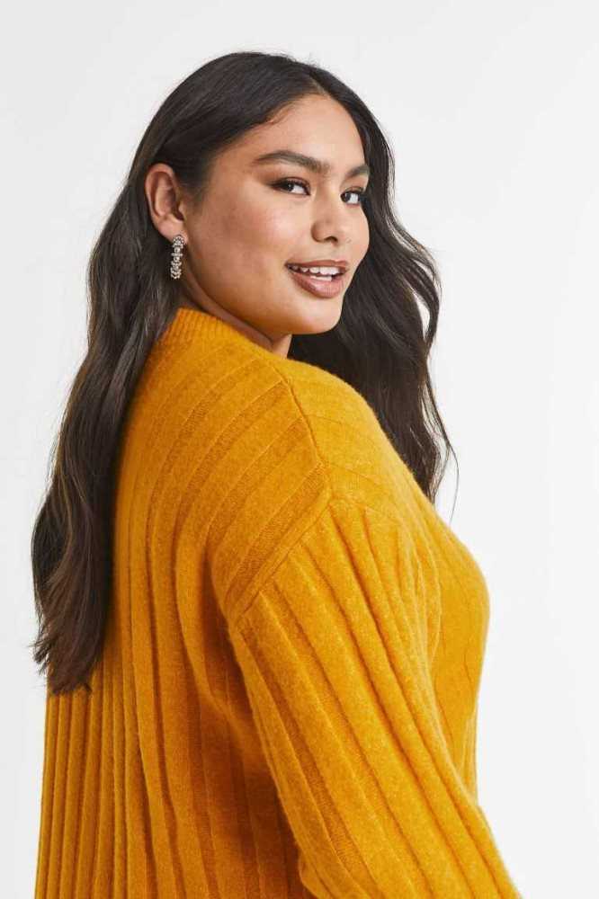 Vestido H&M Rib-knit Mujer Amarillos | 028715CPU