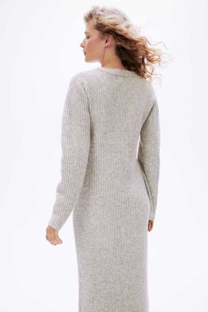 Vestido H&M Rib-knit Mujer Beige | 876453UQN