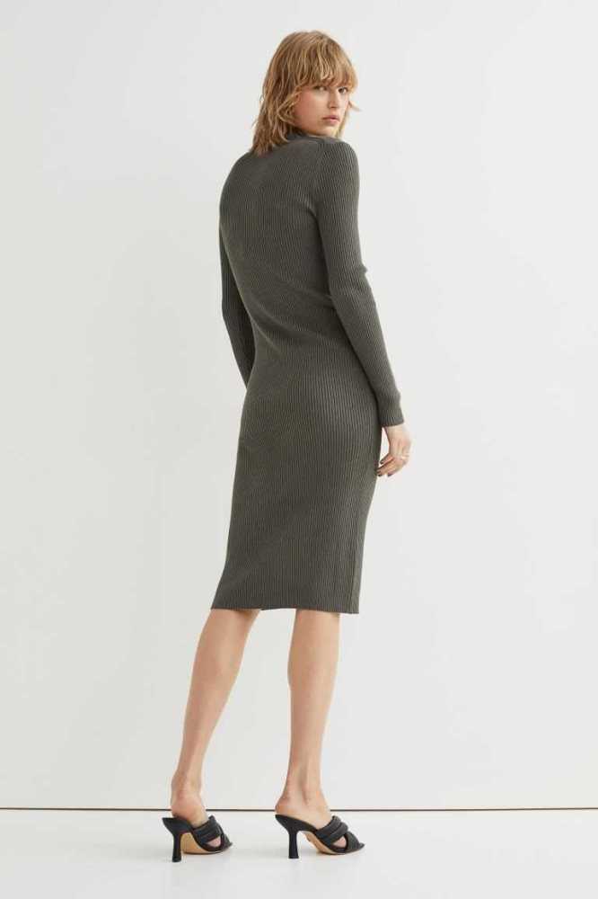 Vestido H&M Rib-knit Mujer Beige Oscuro | 634872HDM