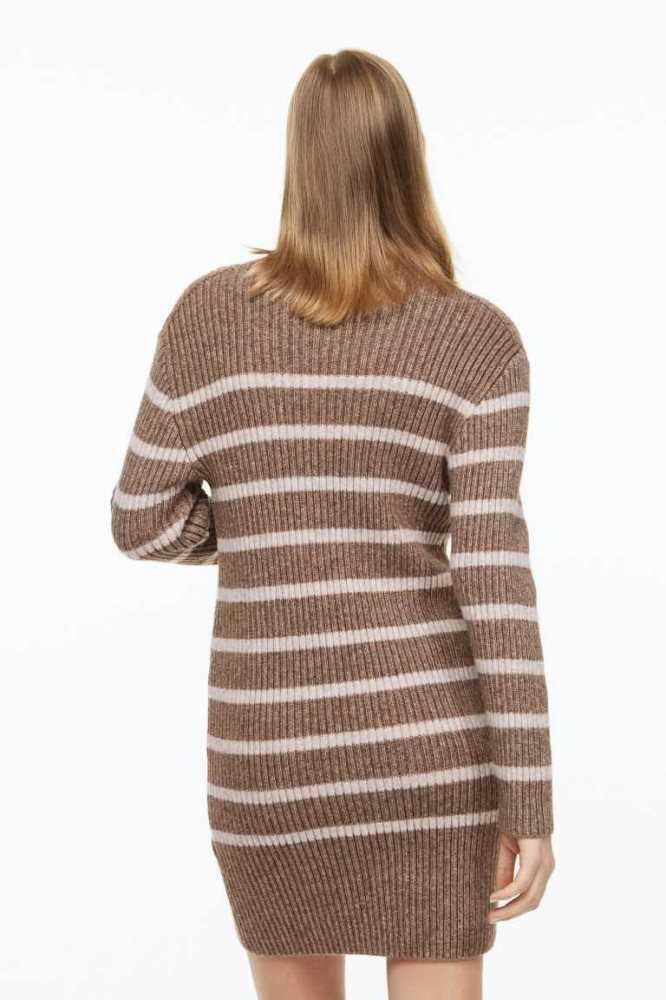 Vestido H&M Rib-knit Mujer Beige Oscuro | 724658KHL