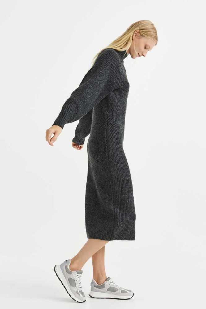 Vestido H&M Rib-knit Mujer Grises Oscuro | 170492EXA