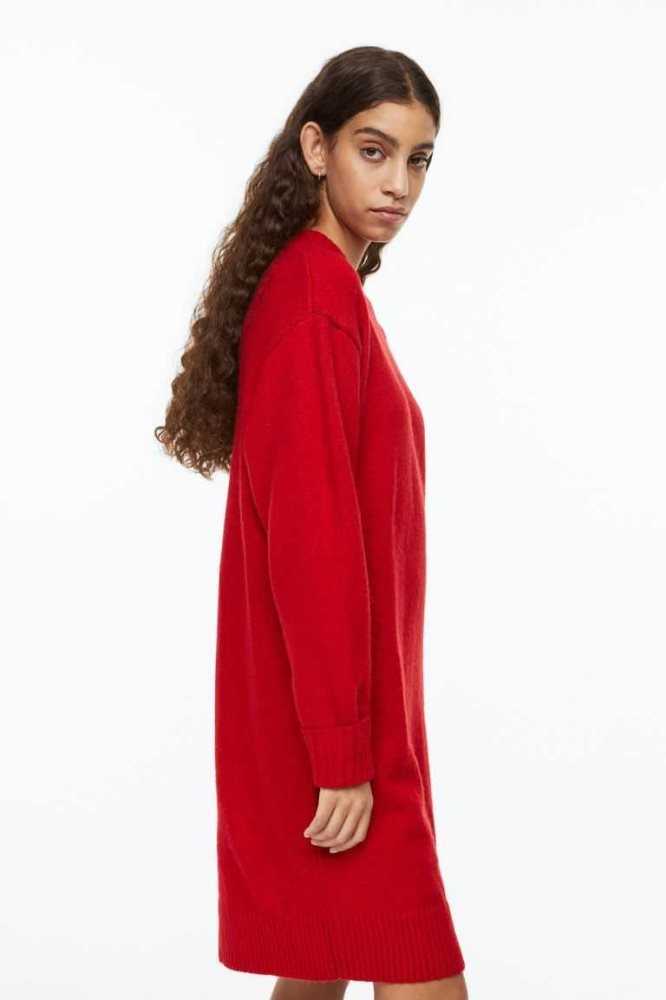 Vestido H&M Rib-knit Mujer Rojos | 317924XLA