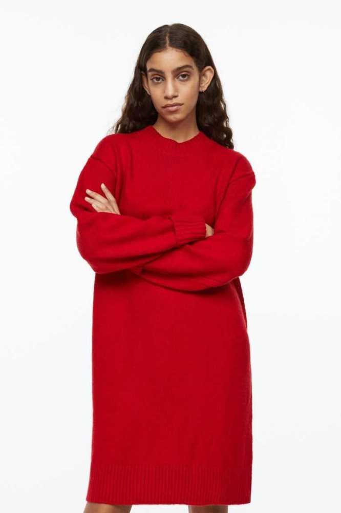 Vestido H&M Rib-knit Mujer Rojos | 317924XLA