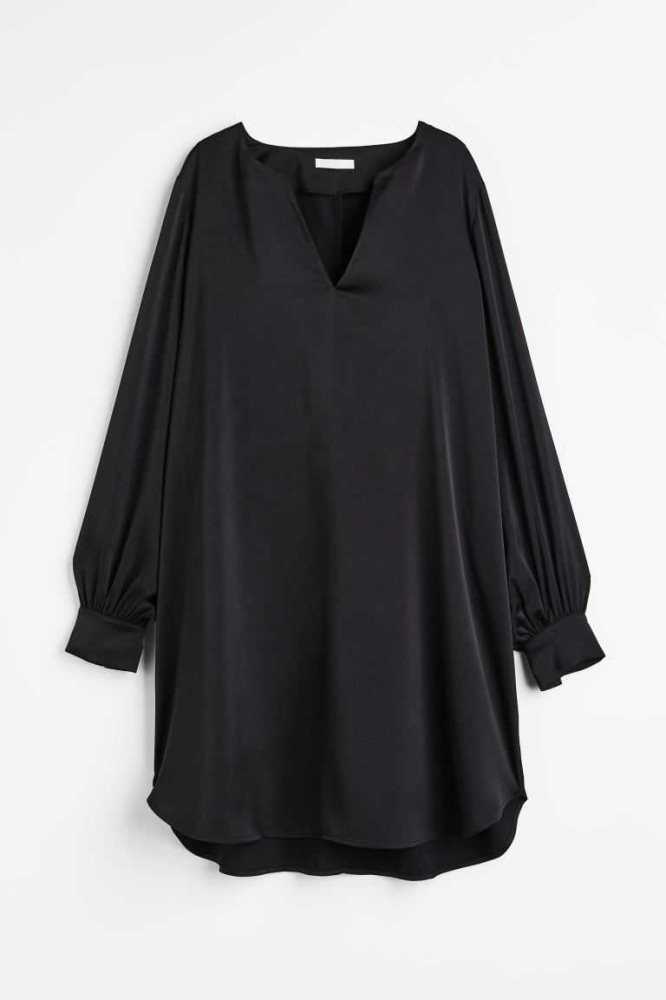 Vestido H&M Satin Mujer Negros | 165829WFJ