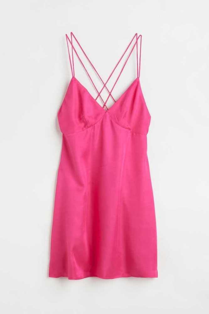 Vestido H&M Satin Mujer Rosas | 769201YAM