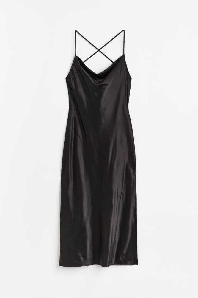 Vestido H&M Satin Slip Mujer Negros | 362197EKG