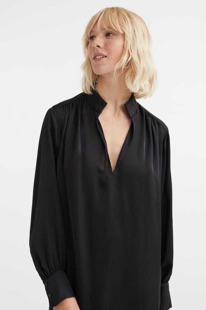 Vestido H&M Satin Tunic Mujer Negros | 874162VKH