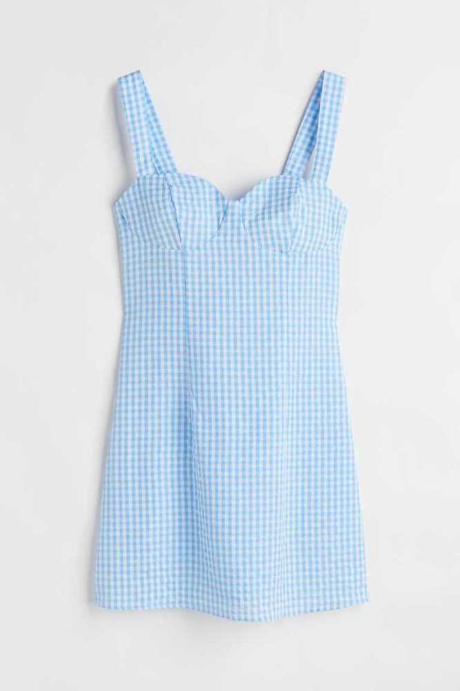 Vestido H&M Seersucker Mujer Azules Claro Blancos | 173905UGT