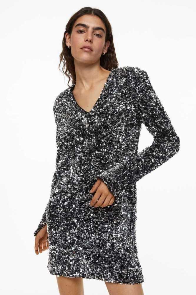 Vestido H&M Sequined Bodycon Mujer Plateados | 415792UNP