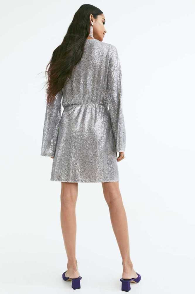 Vestido H&M Sequined Mujer Plateados | 940367TZW