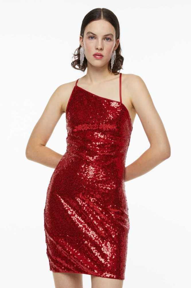 Vestido H&M Sequined Mujer Rojos | 527498ZXO