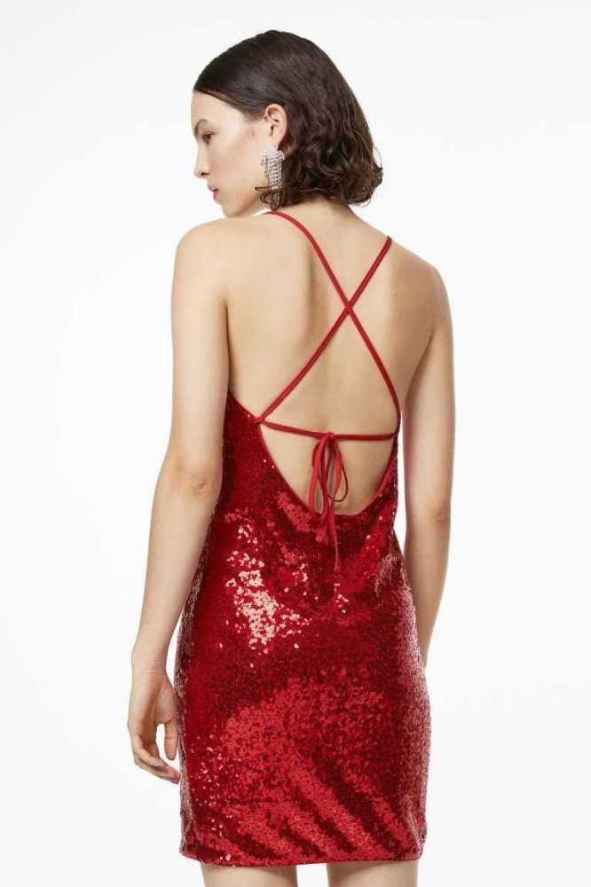 Vestido H&M Sequined Mujer Rojos | 527498ZXO