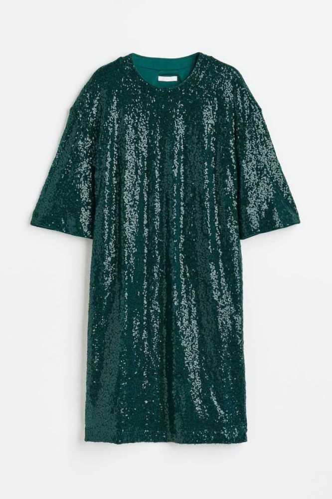 Vestido H&M Sequined Mujer Verdes Oscuro | 510768LEX