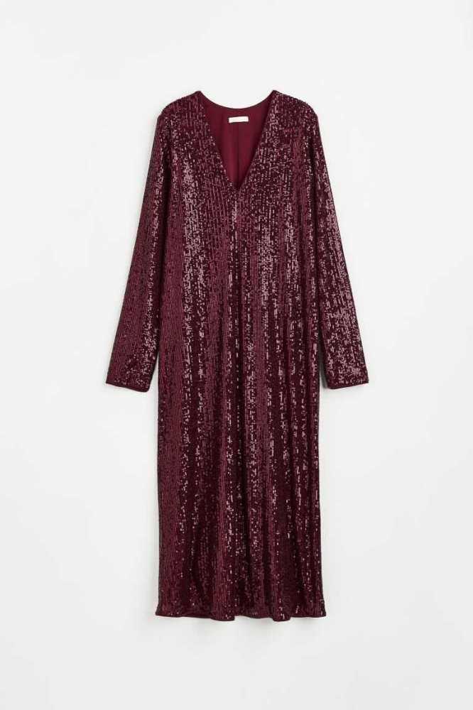 Vestido H&M Sequined Mujer Vino | 382694YWC