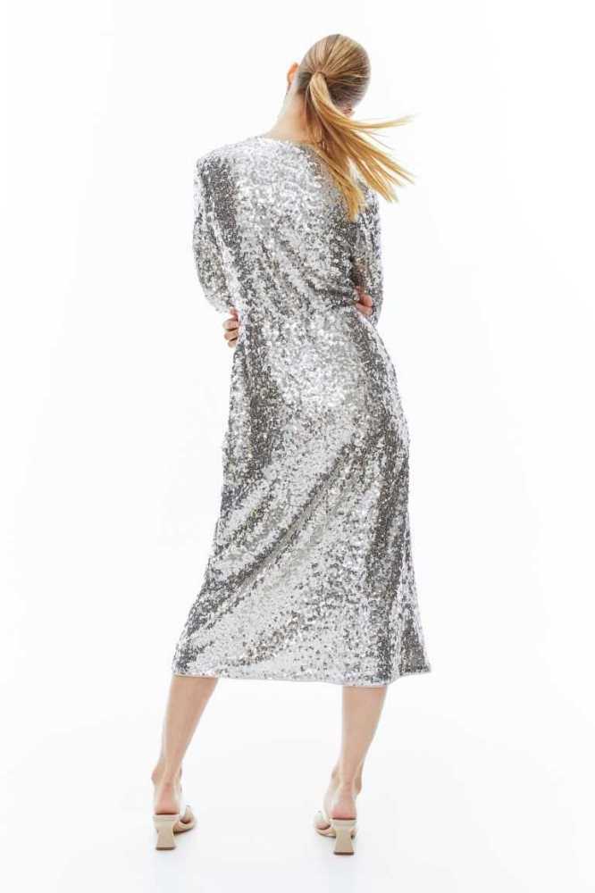 Vestido H&M Sequined Wrap Mujer Negros | 250734VXG