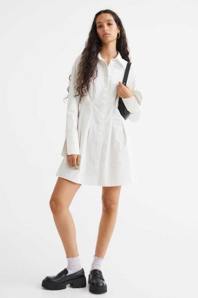 Vestido H&M ShirtTapered Cintura Mujer Blancos | 312470LZR