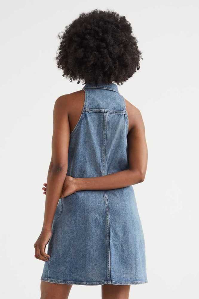 Vestido H&M Sin Manga Denim Shirt Mujer Negros | 314876MDK